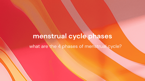 abstract colorful background with soft pink, orange, and red waves and text "menstrual cycle phases - what are the 4 phases of menstrual cycle?"