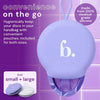Purple Bodyotics Comfydisc menstrual disc pouch made from 100% medical-grade silicone with small and large reusable discs inside for convenient, hygienic period care on the go